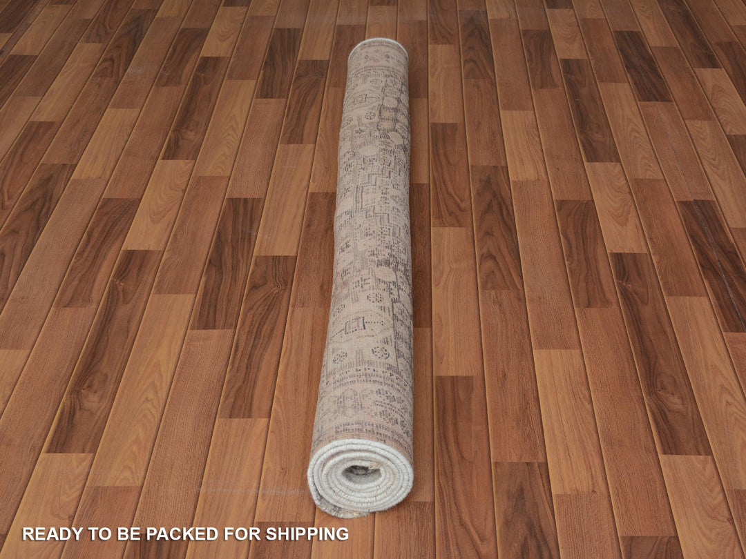 5'6" x 8'2" New Hand Knotted Brown Worn Wool Rectangle Oriental Rug - MOA10257245