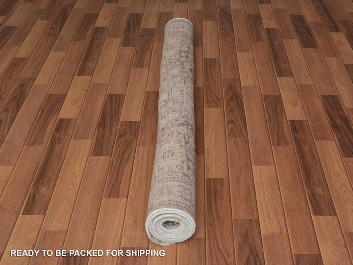 5'6" x 8'2" New Hand Knotted Brown Worn Wool Rectangle Oriental Rug - MOA10257245