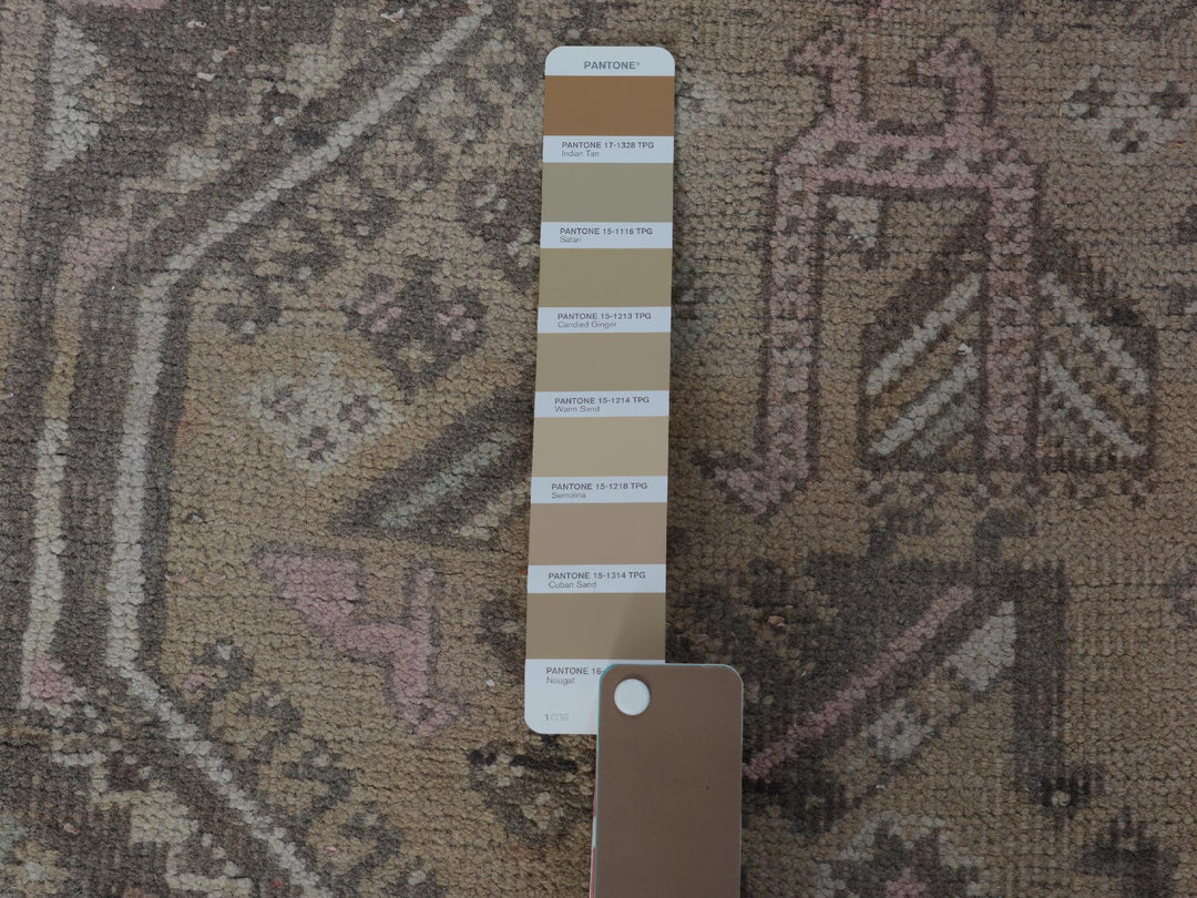 7'1" x 9'10" New Hand Knotted Beige Worn Wool Rectangle Oriental Rug - MOA10257255