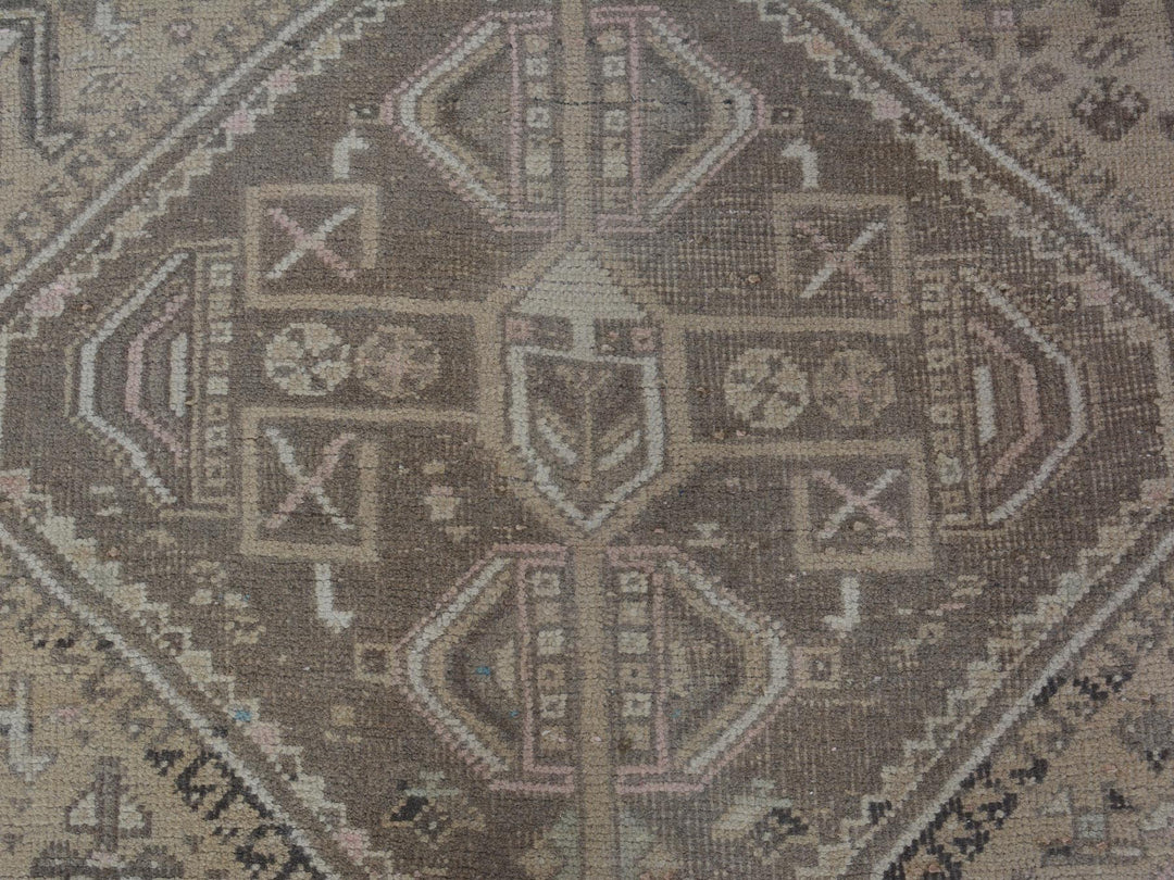 7'1" x 9'10" New Hand Knotted Beige Worn Wool Rectangle Oriental Rug - MOA10257255