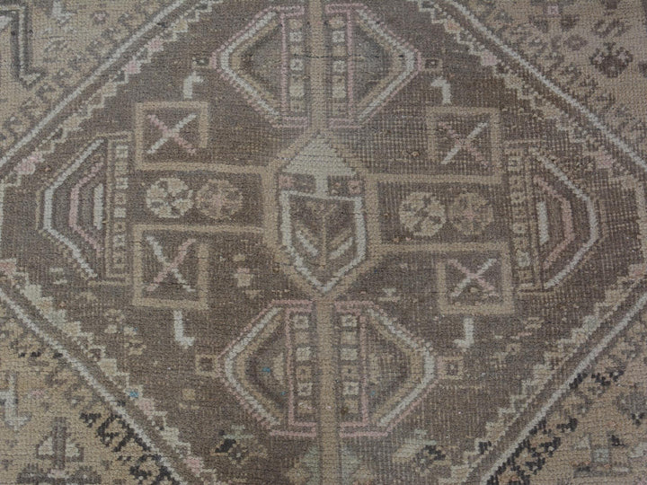 7'1" x 9'10" New Hand Knotted Beige Worn Wool Rectangle Oriental Rug - MOA10257255