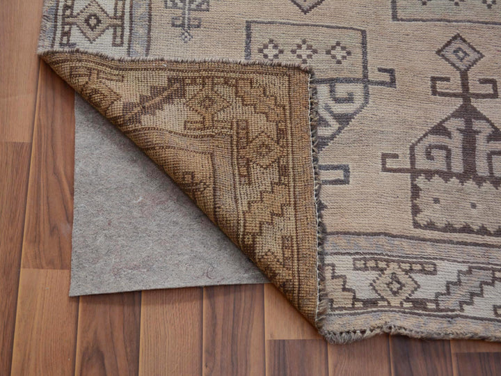 4'9" x 9'0" New Hand Knotted Grey Worn Wool Rectangle Oriental Rug - MOA10257279