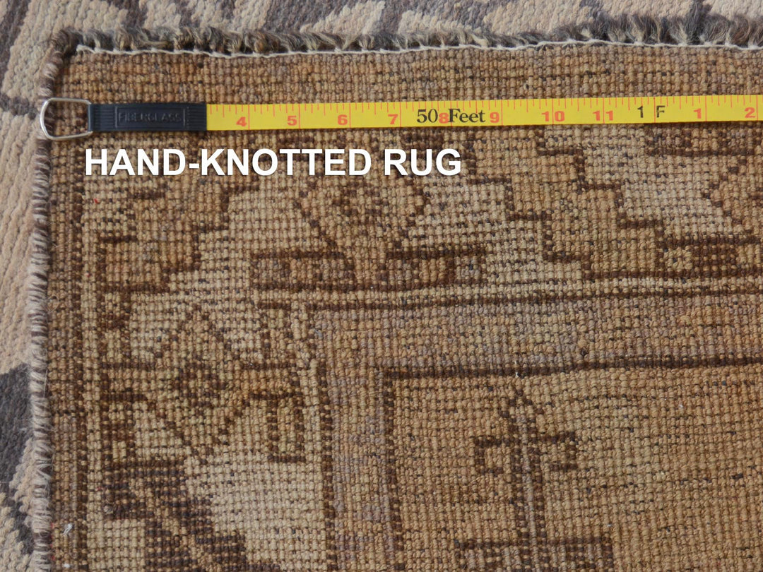 4'9" x 9'0" New Hand Knotted Grey Worn Wool Rectangle Oriental Rug - MOA10257279