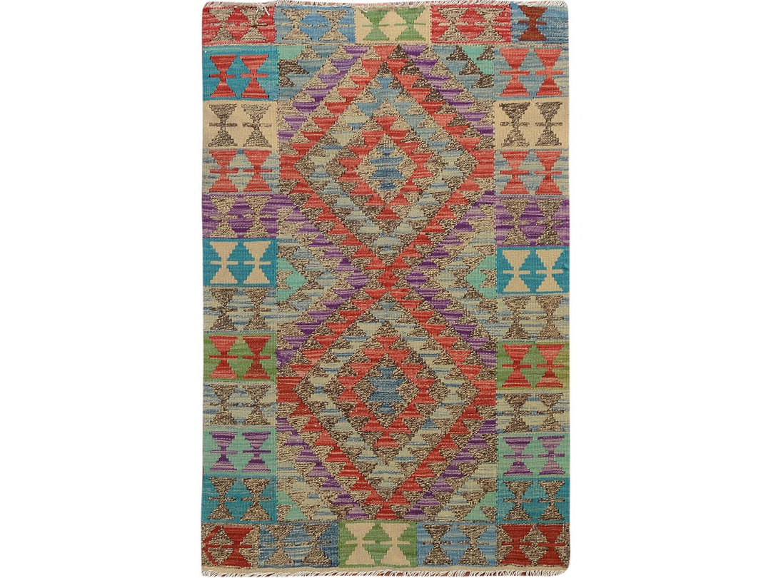 2'7" x 4'1" New Hand Woven Brown Wool Rectangle Oriental Rug - MOA10257510