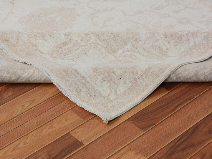 8'0" x 9'6" New Hand Knotted Ivory Wool Rectangle Oriental Rug - MOA10257538