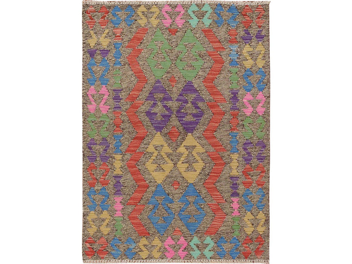 2'8" x 3'8" New Hand Woven Grey Wool Rectangle Oriental Rug - MOA10257544