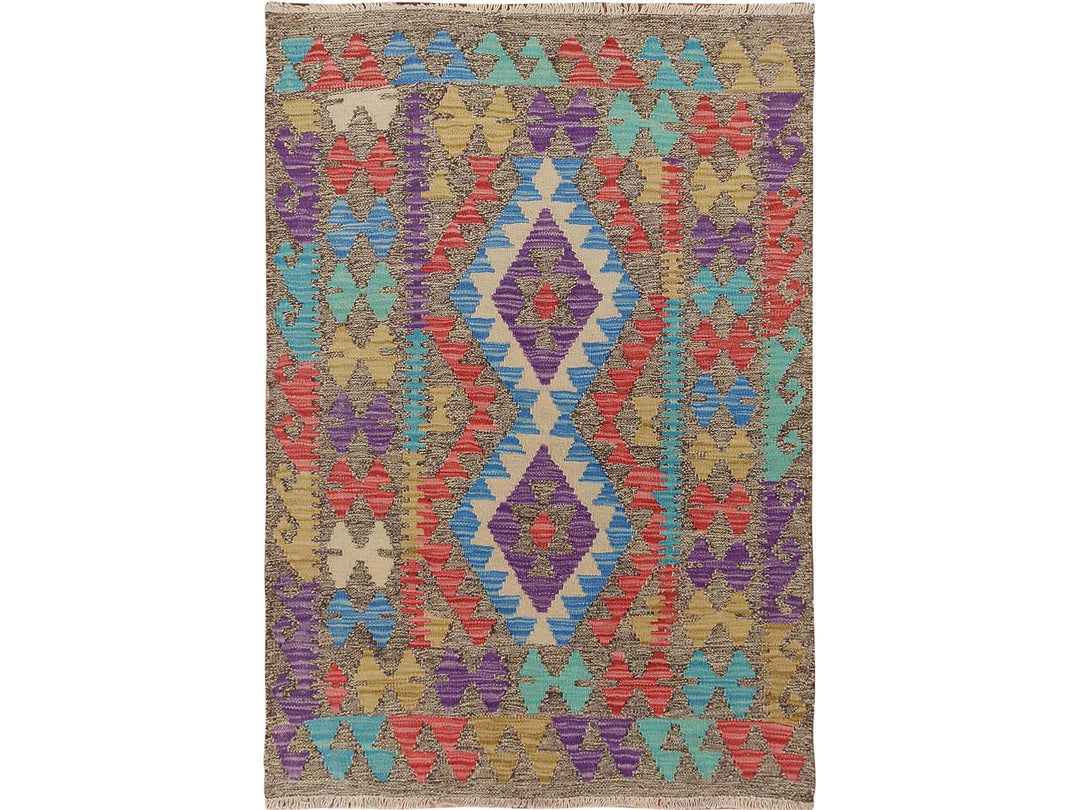 2'8" x 3'10" New Hand Woven Purple Wool Rectangle Oriental Rug - MOA10257545