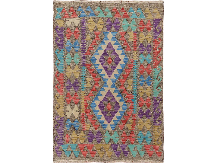 2'8" x 3'10" New Hand Woven Purple Wool Rectangle Oriental Rug - MOA10257545