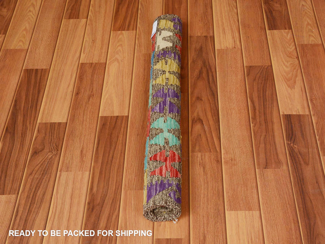 2'8" x 3'10" New Hand Woven Purple Wool Rectangle Oriental Rug - MOA10257545