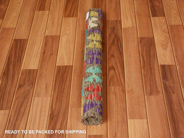 2'8" x 3'10" New Hand Woven Purple Wool Rectangle Oriental Rug - MOA10257545