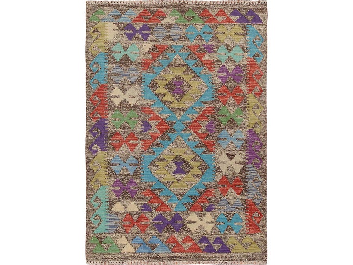 2'7" x 3'10" New Hand Woven Brown Wool Rectangle Oriental Rug - MOA10257547