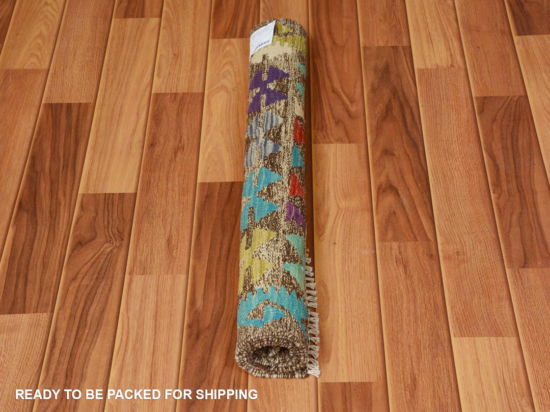 2'7" x 3'10" New Hand Woven Brown Wool Rectangle Oriental Rug - MOA10257547