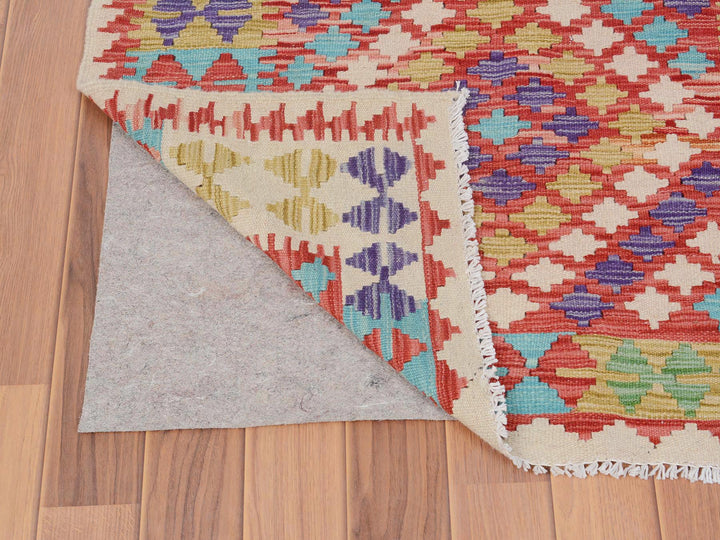 2'10" x 4'2" New Hand Woven Ivory Wool Rectangle Oriental Rug - MOA10257597