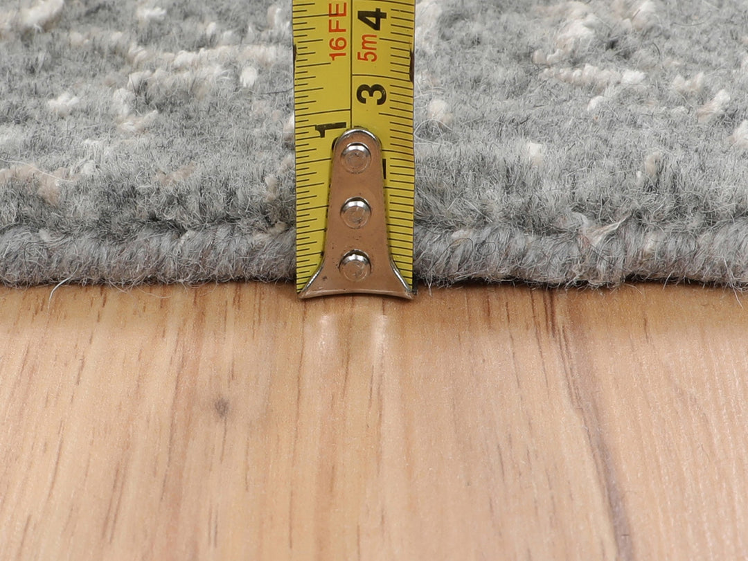 2'5" x 12'2" New Hand Loomed Grey Wool & Silk Runner Oriental Rug - MOA10258001