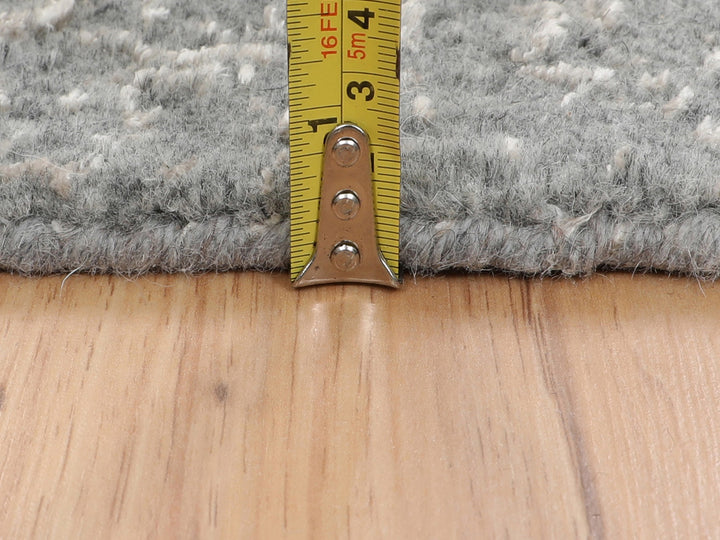 2'5" x 12'1" New Hand Loomed Grey Wool & Silk Runner Oriental Rug - MOA10258003