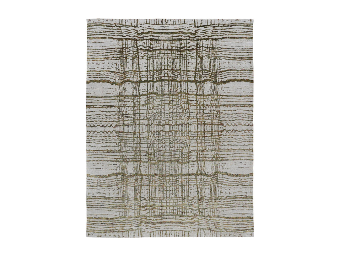 9'0" x 11'7" New Hand Loomed Grey Wool & Art Silk Rectangle Oriental Rug - MOA10258020