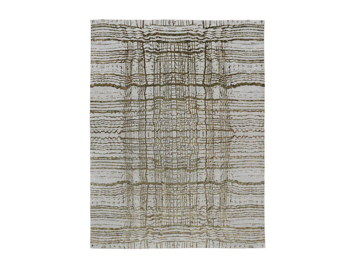 9'0" x 11'7" New Hand Loomed Grey Wool & Art Silk Rectangle Oriental Rug - MOA10258020