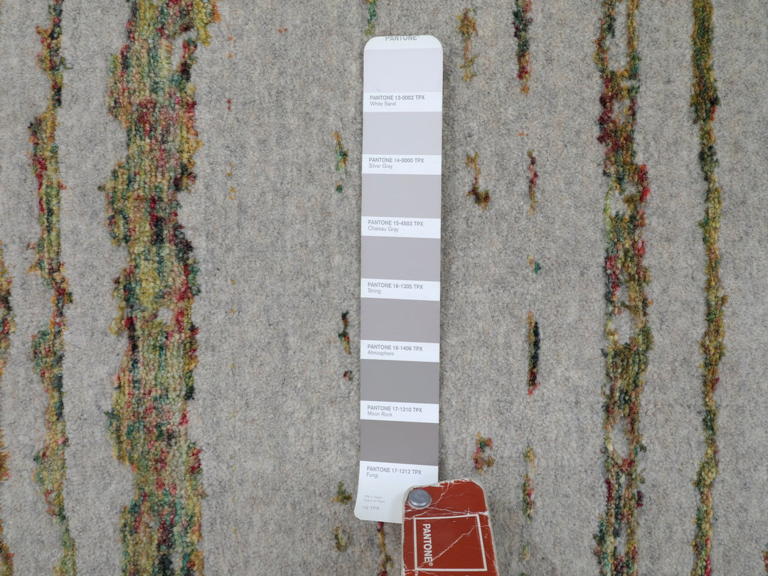 9'0" x 11'7" New Hand Loomed Grey Wool & Art Silk Rectangle Oriental Rug - MOA10258020