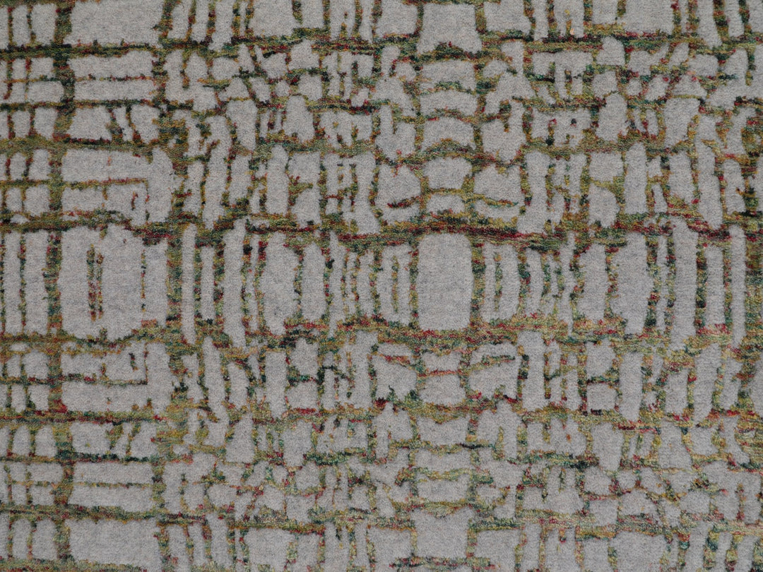 9'0" x 11'7" New Hand Loomed Grey Wool & Art Silk Rectangle Oriental Rug - MOA10258020