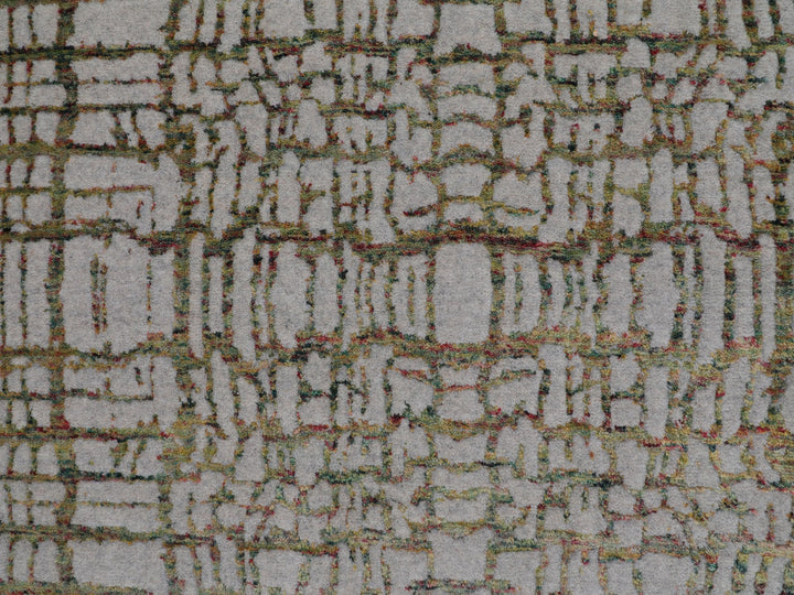 9'0" x 11'7" New Hand Loomed Grey Wool & Art Silk Rectangle Oriental Rug - MOA10258020