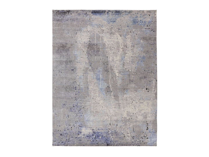 7'9" x 10'3" New Hand Knotted Grey Wool Rectangle Oriental Rug - MOA10258026