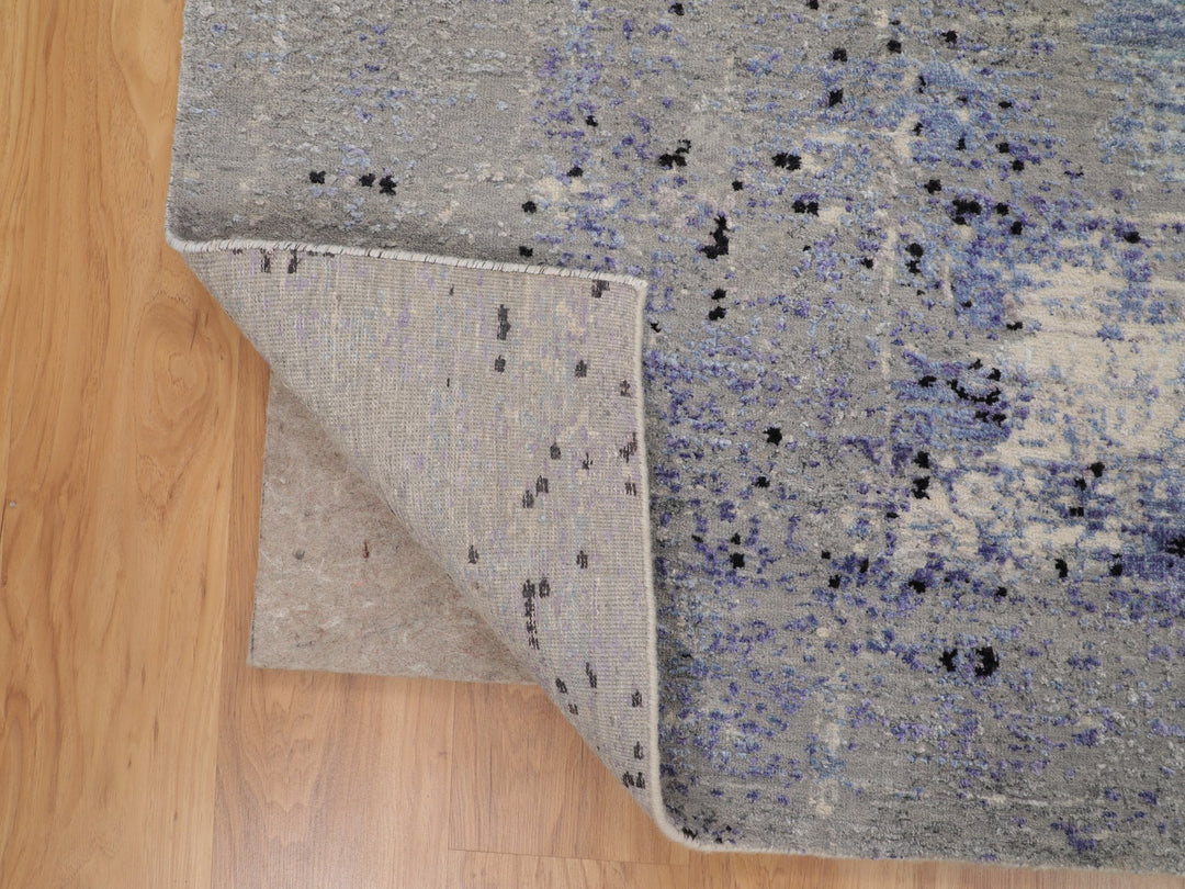 7'9" x 10'3" New Hand Knotted Grey Wool Rectangle Oriental Rug - MOA10258026