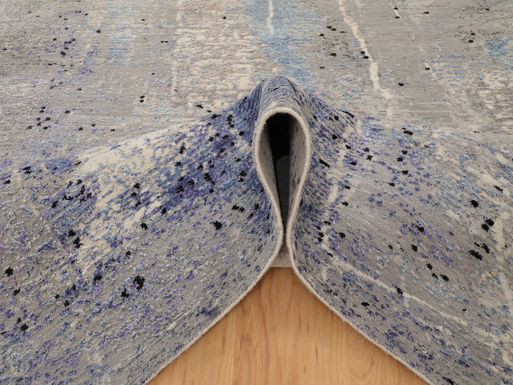 7'9" x 10'3" New Hand Knotted Grey Wool Rectangle Oriental Rug - MOA10258026