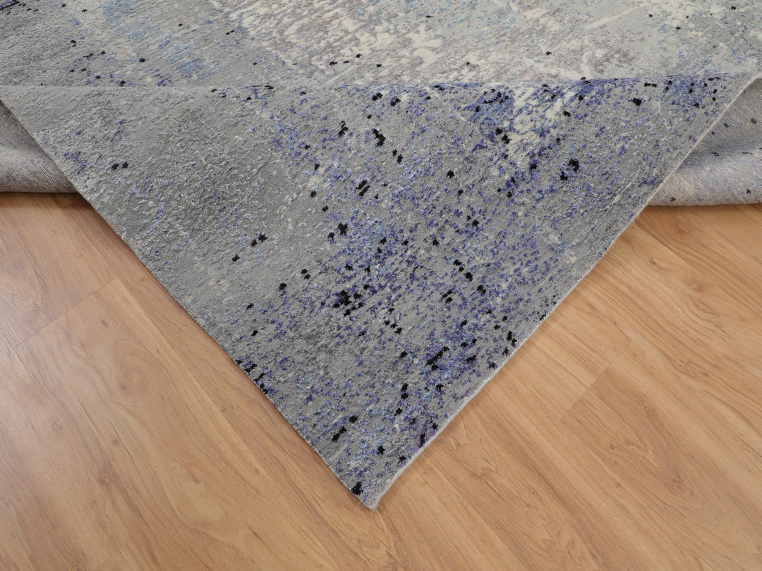 7'9" x 10'3" New Hand Knotted Grey Wool Rectangle Oriental Rug - MOA10258026