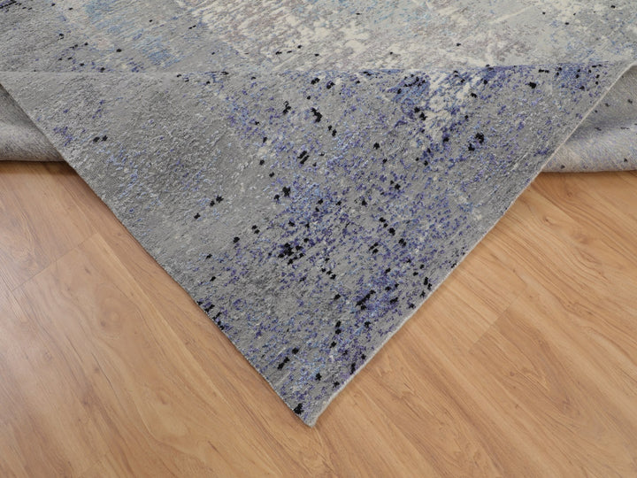 7'9" x 10'3" New Hand Knotted Grey Wool Rectangle Oriental Rug - MOA10258026