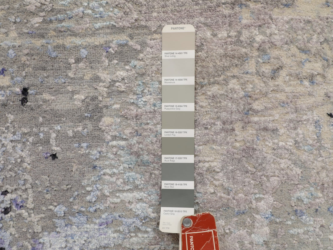 7'9" x 10'3" New Hand Knotted Grey Wool Rectangle Oriental Rug - MOA10258026