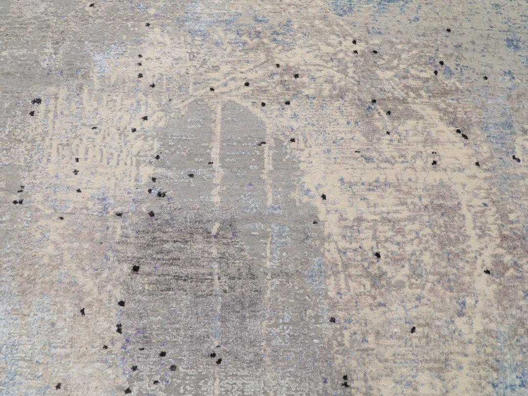 7'9" x 10'3" New Hand Knotted Grey Wool Rectangle Oriental Rug - MOA10258026