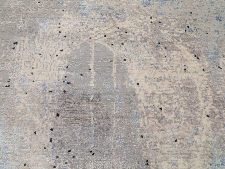 7'9" x 10'3" New Hand Knotted Grey Wool Rectangle Oriental Rug - MOA10258026