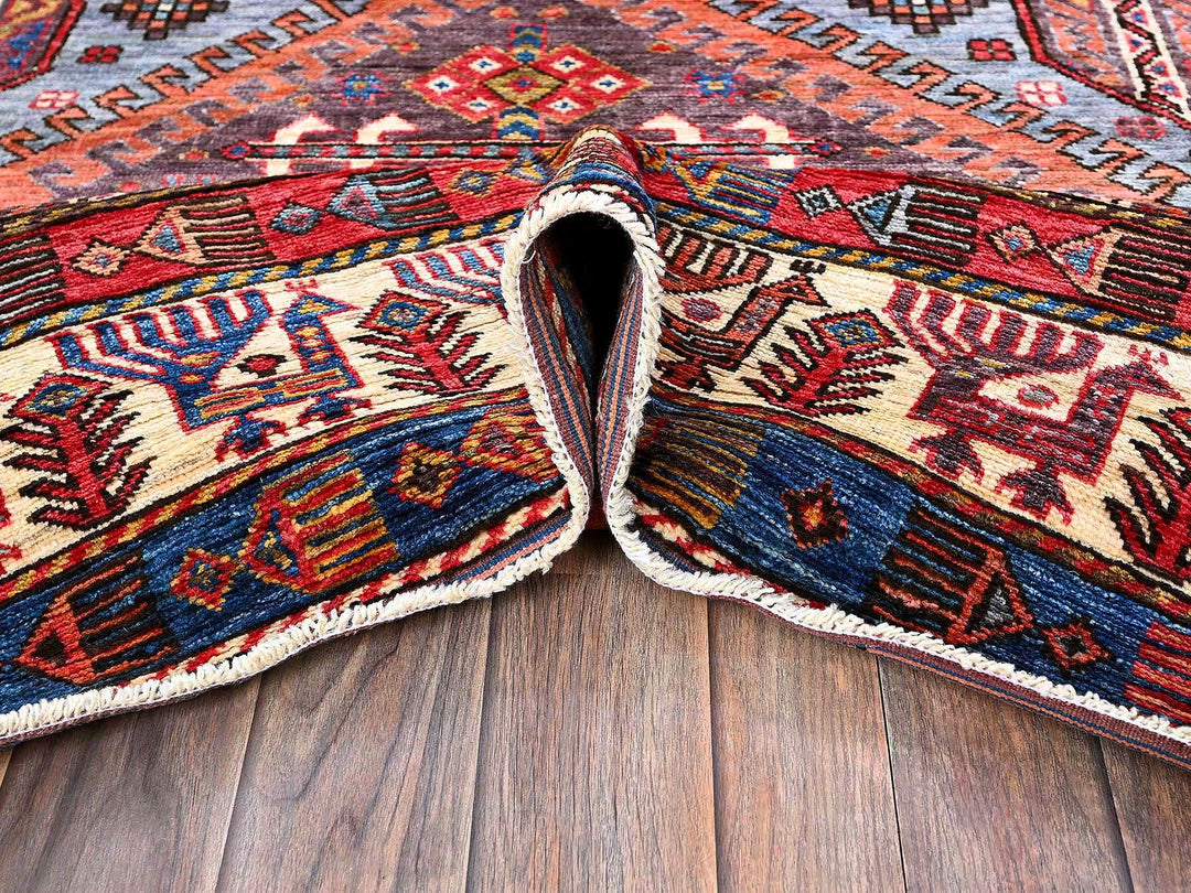 6'1" x 8'4" New Hand Knotted Purple Wool Rectangle Oriental Rug - MOA102580