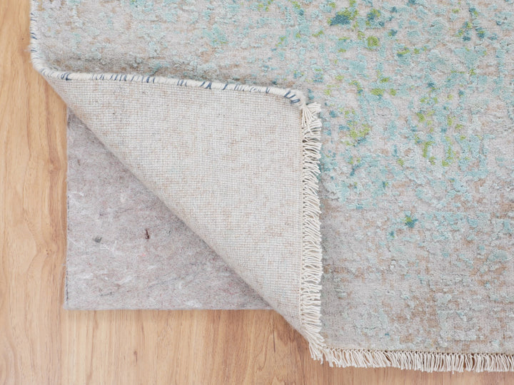 3'0" x 5'0" New Hand Knotted Ivory Wool & Pure Silk Rectangle Oriental Rug - MOA10258103