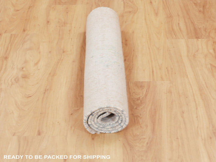 3'0" x 5'0" New Hand Knotted Ivory Wool & Pure Silk Rectangle Oriental Rug - MOA10258103