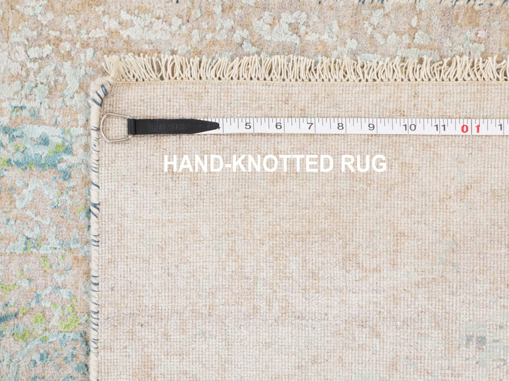 3'0" x 5'0" New Hand Knotted Ivory Wool & Pure Silk Rectangle Oriental Rug - MOA10258103