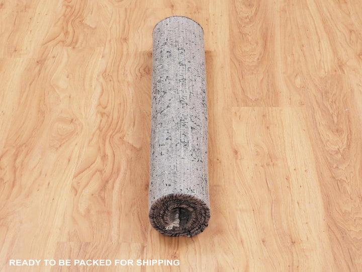 3'1" x 5'1" New Hand Knotted Grey Wool & Silk Rectangle Oriental Rug - MOA10258104