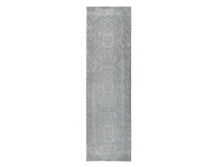 2'5" x 10'2" New Hand Loomed Grey Wool & Silk Runner Oriental Rug - MOA10258105