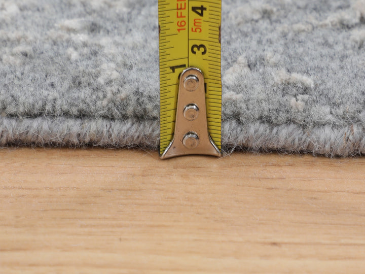 2'5" x 10'2" New Hand Loomed Grey Wool & Silk Runner Oriental Rug - MOA10258105