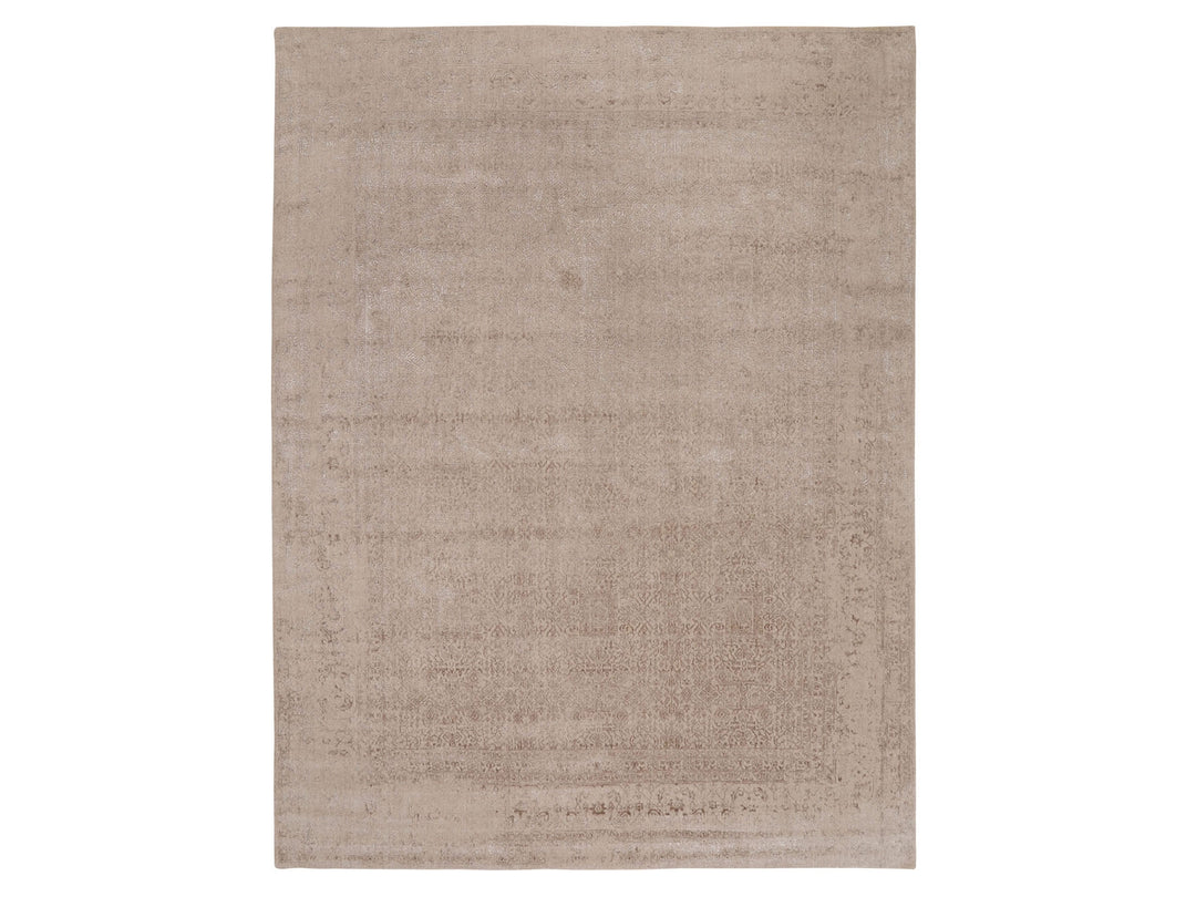 11'8" x 14'8" New Hand Loomed Beige Wool & Silk Rectangle Oriental Rug - MOA10258113