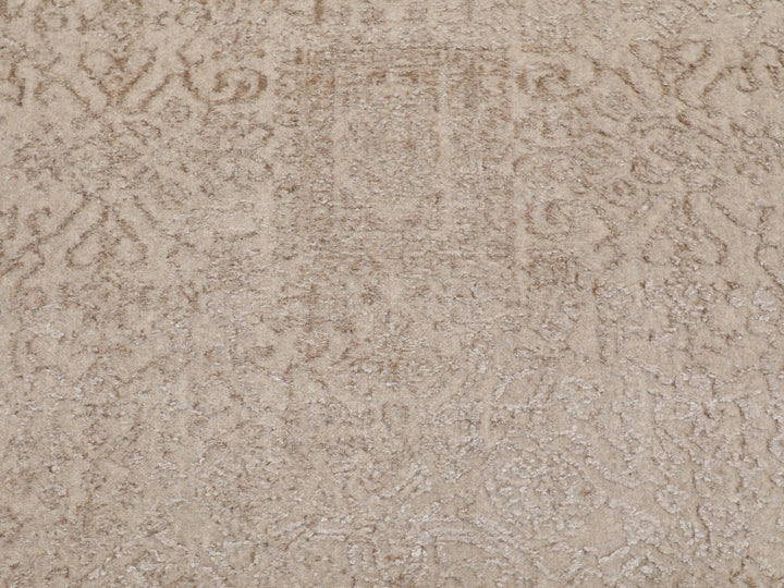 11'8" x 14'8" New Hand Loomed Beige Wool & Silk Rectangle Oriental Rug - MOA10258113