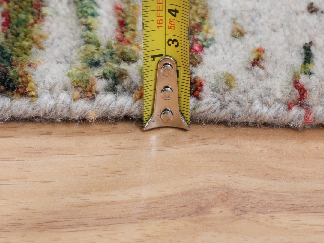 2'6" x 11'9" New Hand Loomed Grey Wool & Silk Runner Oriental Rug - MOA10258115