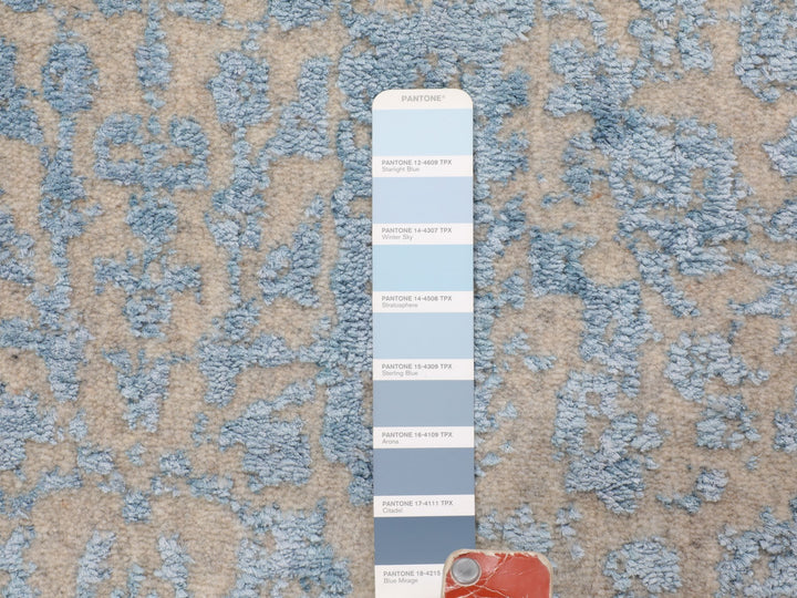 2'5" x 8'0" New Hand Loomed Blue Wool & Silk Runner Oriental Rug - MOA10258116