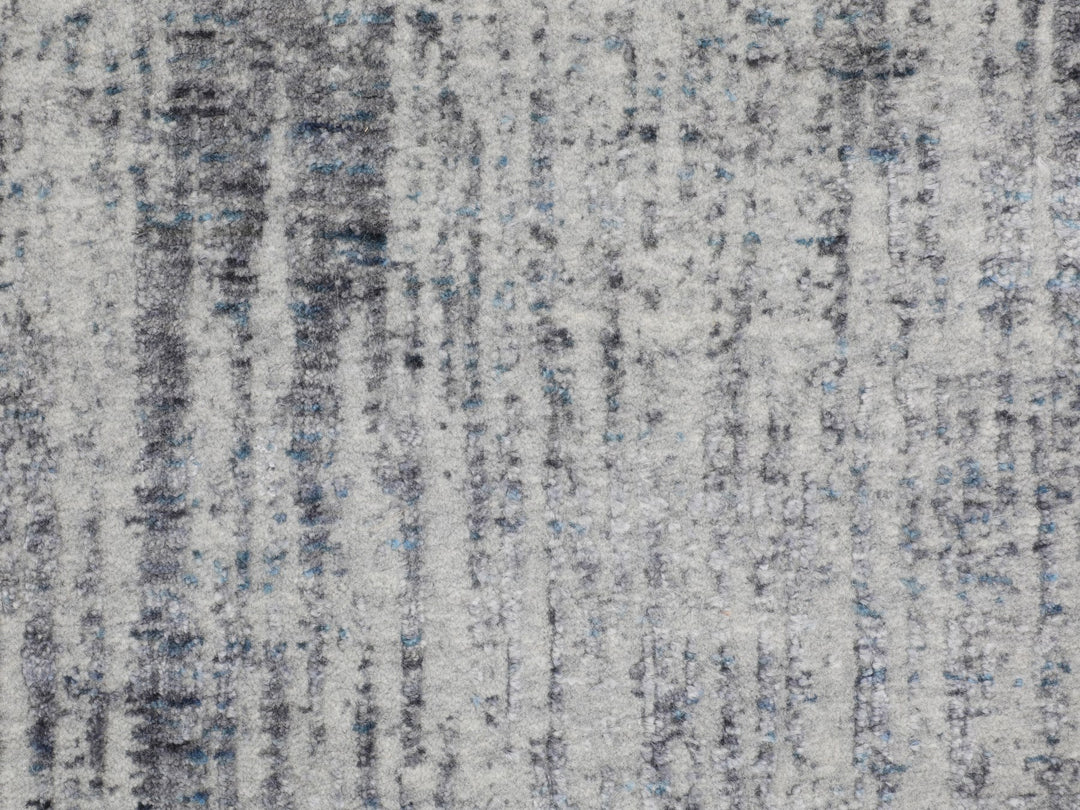 7'9" x 7'9" New Hand Loomed Grey Wool & Art Silk Round Oriental Rug - MOA10258119