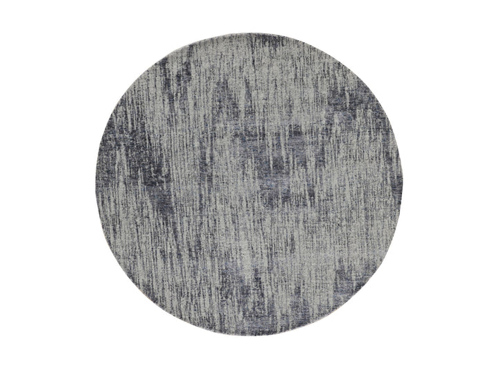 5'9" x 5'9" New Hand Loomed Grey Wool & Art Silk Round Oriental Rug - MOA10258122