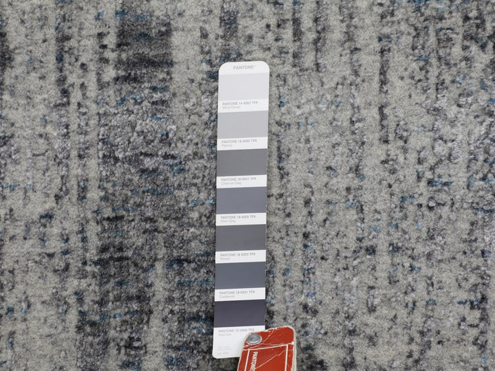 5'9" x 5'9" New Hand Loomed Grey Wool & Art Silk Round Oriental Rug - MOA10258122