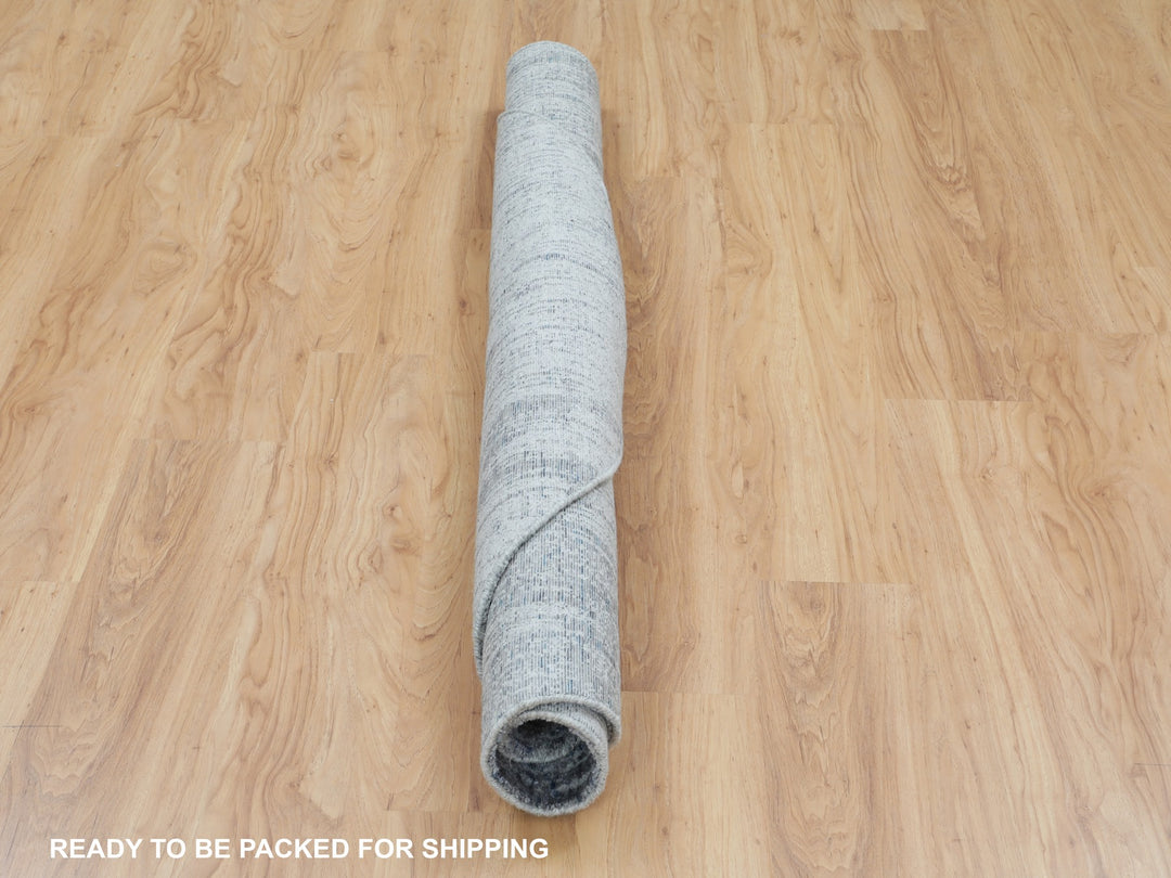 5'9" x 5'9" New Hand Loomed Grey Wool & Art Silk Round Oriental Rug - MOA10258122