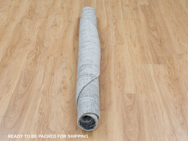 5'9" x 5'9" New Hand Loomed Grey Wool & Art Silk Round Oriental Rug - MOA10258122