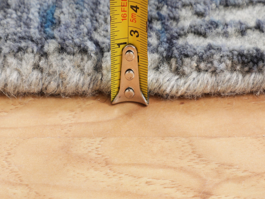 5'9" x 5'9" New Hand Loomed Grey Wool & Art Silk Round Oriental Rug - MOA10258122