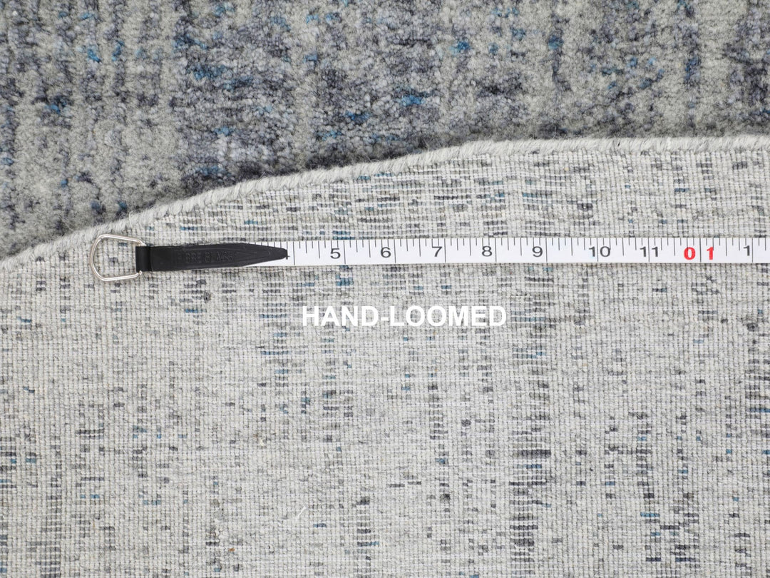 5'9" x 5'9" New Hand Loomed Grey Wool & Art Silk Round Oriental Rug - MOA10258122
